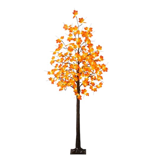 6ft. Pre-Lit Minimalist Autumn Maple Artificial Fall Tree with 120 Warm White LED Lights
